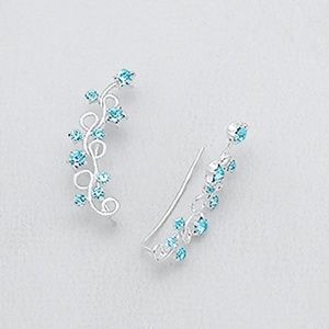 925 SS Ear Pins Earrings With Crystal Glass